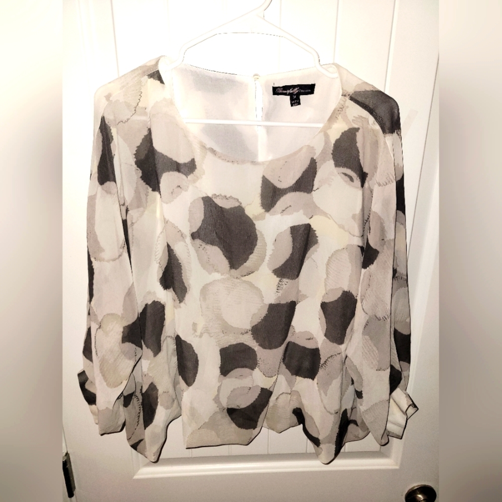 Beautifully Couture Black and Gray Boxy 3/4 Sleeve Blouse